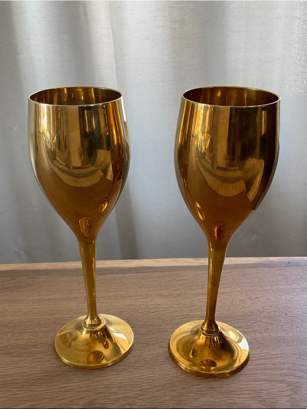 Solid Brass Vintage Wine Goblets Set Of Two Made In India